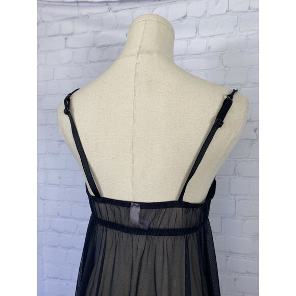 ⭐ 3/$15 Inner Secrets Large Black Mesh Chemise Red Heart Floral Embroidery - Picture 7 of 9